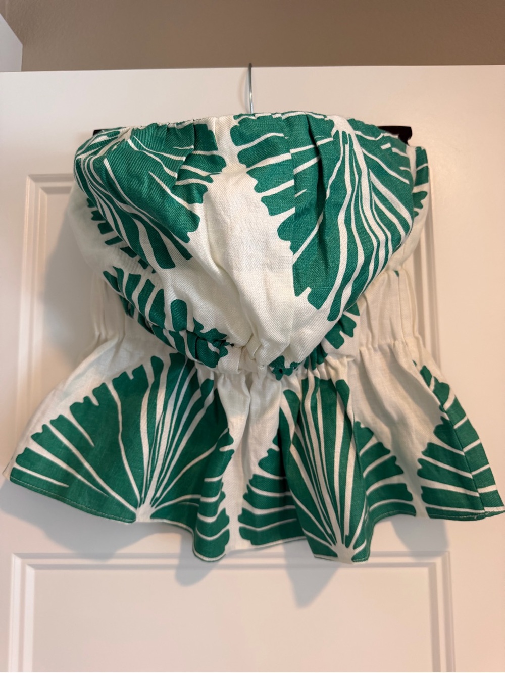 Banana Republic Strapless Peplum Crop Top in Green and White
